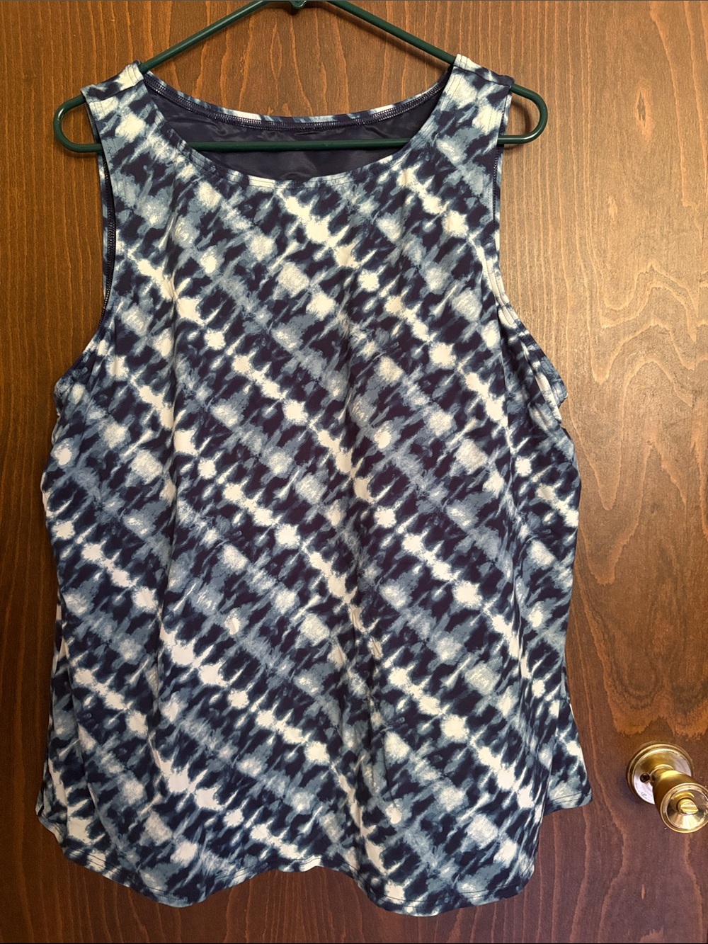 Lands' End Navy and White Tie-Dye Women’s Swim Tank Top